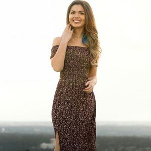 Maroon floral maxi OTS